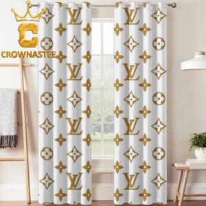 Louis Vuitton Monogram Brown White Pattern Luxury Home Decor Window Curtain