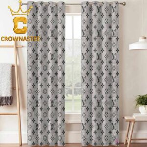Louis Vuitton Monogram Grey Black Pattern Luxury Home Decor Window Curtain
