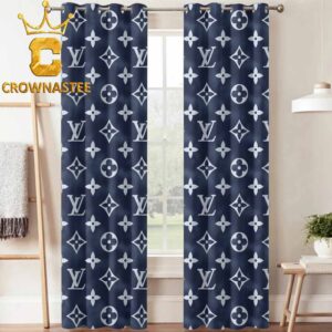 Louis Vuitton Monogram Pattern Navy Home Decor Window Curtain