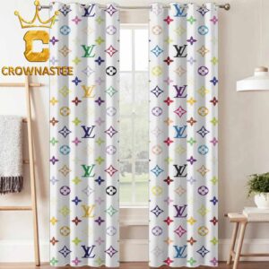 Louis Vuitton Monogram Pattern White Home Decor Window Curtain