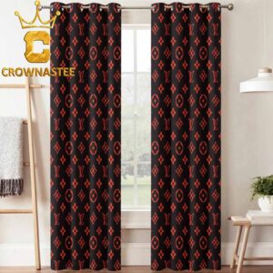 Louis Vuitton Monogram Red Black Pattern Luxury Home Decor Window Curtain