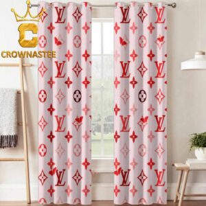Louis Vuitton Monogram Red White Pattern Luxury Home Decor Window Curtain