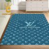 Louis Vuitton Pattern Monogram Big Logo Black White Luxury Home Decor Area Rug Carpet Doormat