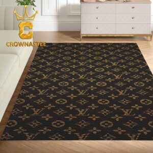Louis Vuitton Pattern Monogram Black Brown Luxury Home Decor Area Rug Carpet Doormat