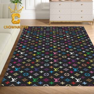 Louis Vuitton Pattern Monogram Black Luxury Decor Area Rug Carpet Doormat