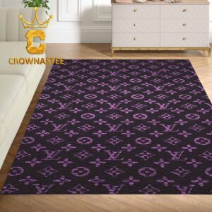 Louis Vuitton Pattern Monogram Black Purple Luxury Home Decor Area Rug Carpet Doormat