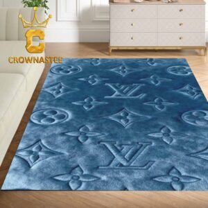 Louis Vuitton Pattern Monogram Blue Luxury Home Decor Area Rug Carpet Doormat