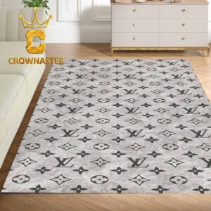 Louis Vuitton Pattern Monogram Grey Luxury Home Decor Area Rug Carpet Doormat