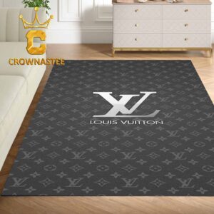 Louis Vuitton Pattern Monogram Grey White Luxury Home Decor Area Rug Carpet Doormat