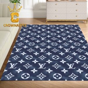 Louis Vuitton Pattern Monogram Navy Luxury Area Rug Carpet Doormat