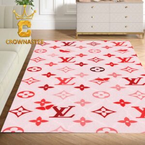 Louis Vuitton Pattern Monogram Pink White Luxury Home Decor Area Rug Carpet Doormat