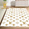 Louis Vuitton Pattern Monogram White Luxury Home Decor Area Rug Carpet Doormat