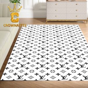 Louis Vuitton Pattern Monogram White Luxury Home Decor Area Rug Carpet Doormat