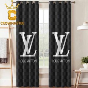 Louis Vuitton White Big Logo Luxury Monogram Pattern Home Decor Window Curtain