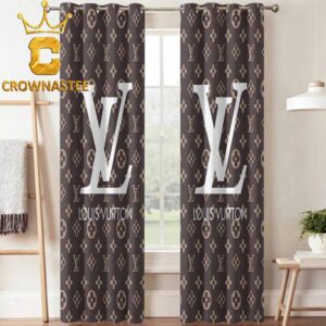 Louis Vuitton White Big Logo Luxury Monogram Signature Home Decor Window Curtain