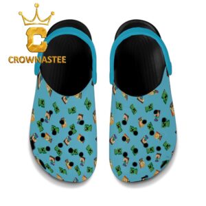Minecraft Steve Alex Creeper Tubbz Blue Pattern Crocs Clogs