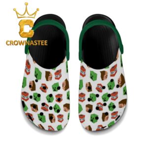 Minecraft Steve Creeper Tubbz Crocs Fleece Clogs