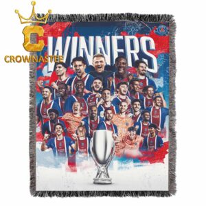 Paris Saint Germain 2026 UEFA Super Cup Champions Hooded Fleece Woven Blanket Tapestry