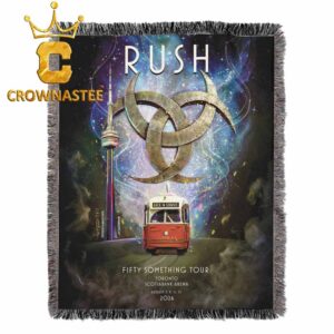 Rush Toronto 2026 Scotiabank Arena Ontario August Fifty Something Tour Hooded Fleece Woven Blanket Tapestry