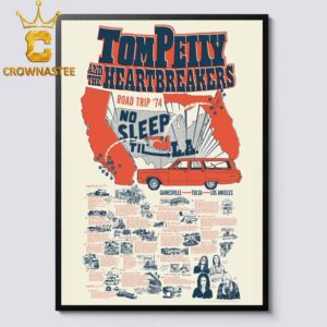 Tom Petty And The Heartbreakers 2026 The Road Trip 74 Map Tour Dates No Sleep Til LA Home Decor Poster Canvas