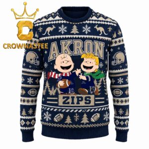 Akron Zips Charlie Brown & Linus Football Christmas Ugly Sweater