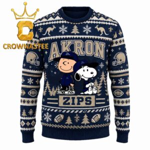 Akron Zips Charlie Brown Snoopy NCAA Christmas Ugly Sweater