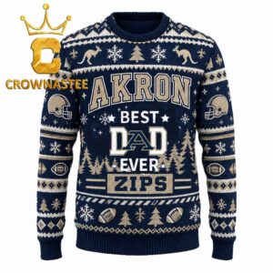 Akron Zips Father Day Best Dad Ever Christmas Ugly Sweater