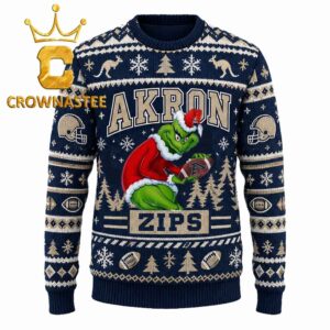 Akron Zips Grinch Stole Football Logo Christmas Ugly Sweater