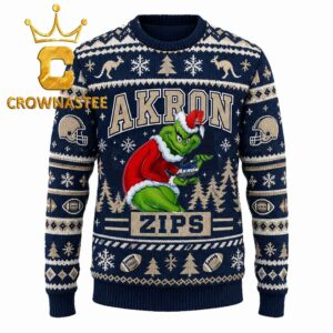 Akron Zips Grinch Stole Primary Logo Christmas Ugly Sweater