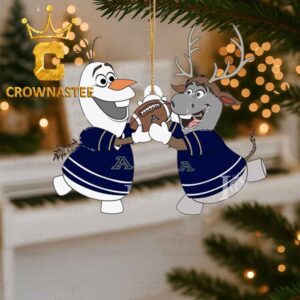 Akron Zips Olaf And Sven Frozen Football Christmas Ornament