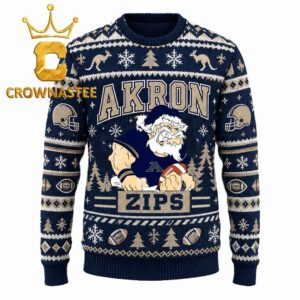 Akron Zips Santa Claus Angry Run Christmas Ugly Sweater