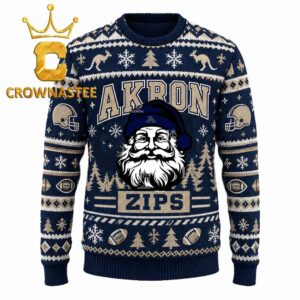 Akron Zips Santa Claus Head Christmas Ugly Sweater