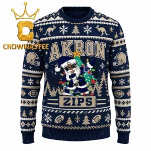 Akron Zips Santa Claus NCAA Football Christmas Ugly Sweater