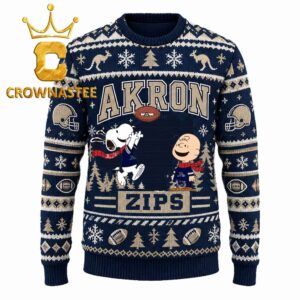 Akron Zips Snoopy And Charlie Brown Football Christmas Ugly Sweater