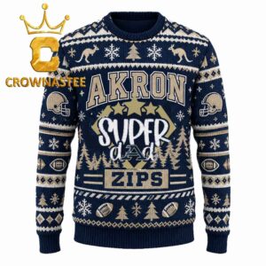 Akron Zips Supper Dad Christmas Ugly Sweater