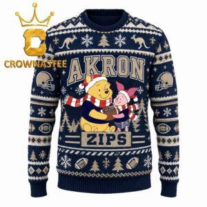 Akron Zips Winnie the Pooh And Piglet Christmas Ugly Sweater