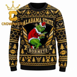 Alabama State Hornets Grinch Stolen Logo Christmas Ugly Sweater