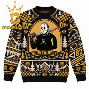 Appalachian State Mountaineers Jason Voorhees Christmas Ugly Sweater
