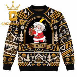 Appalachian State Mountaineers Santa Claus Cute Christmas Ugly Sweater