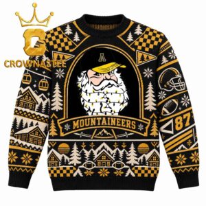 Appalachian State Mountaineers Santa Claus Face Christmas Ugly Sweater