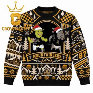Appalachian State Mountaineers Shrek and Donkey Christmas Ugly Sweater