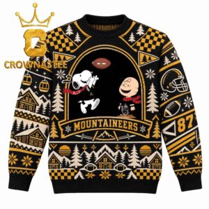 Appalachian State Mountaineers Snoopy And Charlie Brown Football Christmas Ugly Sweater