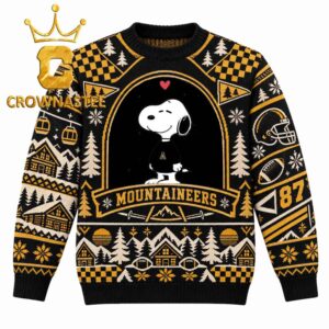 Appalachian State Mountaineers Snoopy Football Christmas Ugly Sweater