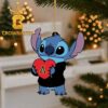 Appalachian State Mountaineers Stitch Hugging Big Heart Christmas Tree Decor Ornament
