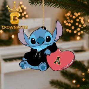 Appalachian State Mountaineers Stitch Hugging Big Heart Christmas Tree Decor Ornament