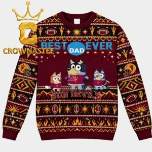 Arizona State Sun Devils Best Dad Ever NCAA Logo Christmas Ugly Sweatshirt