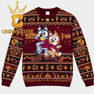 Arizona State Sun Devils Bluey And Bingo Christmas Pattern Ugly Sweater