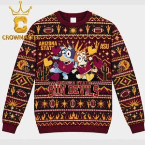 Arizona State Sun Devils Bluey Christmas Pattern Ugly Sweatshirt
