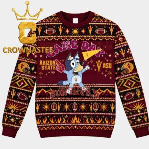 Arizona State Sun Devils Bluey Game Day NCAA Football Christmas Ugly Sweater