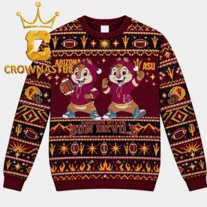 Arizona State Sun Devils Chip And Dale Football Christmas Ugly Sweater